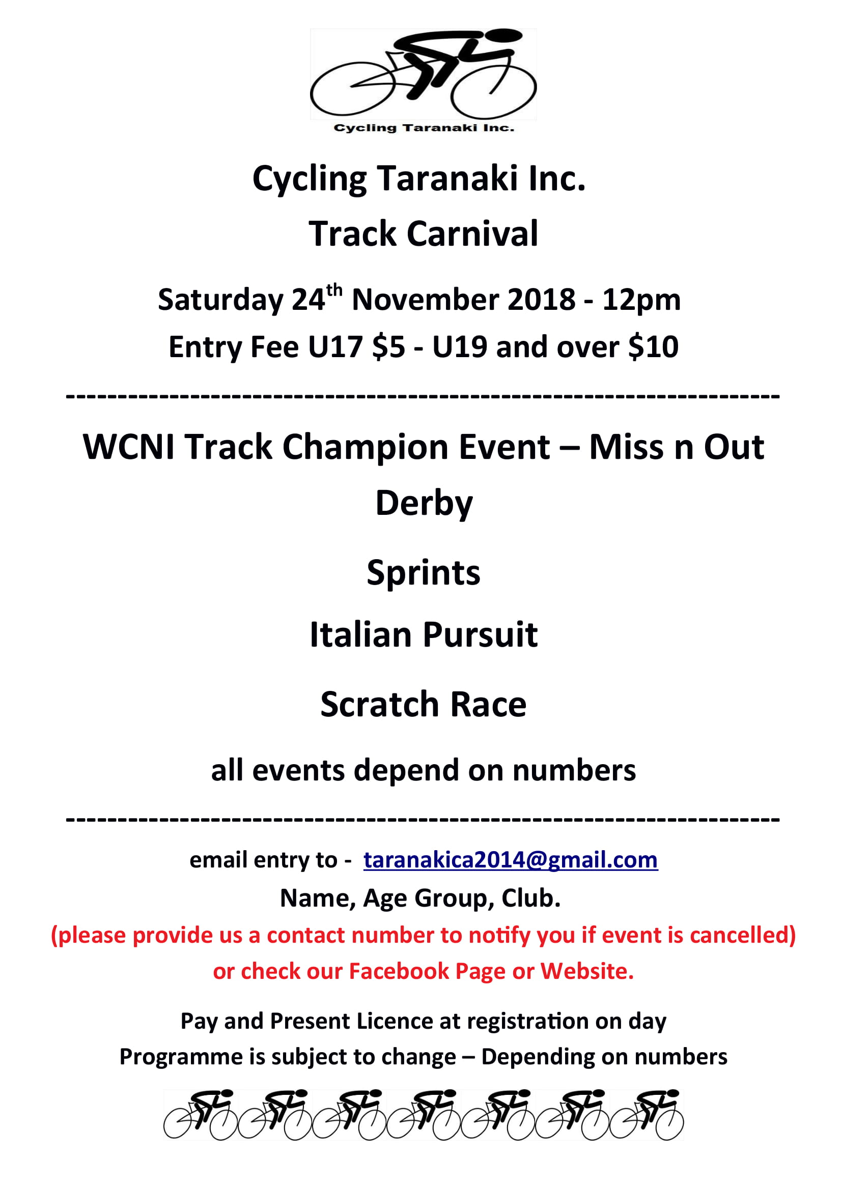 Cycling Taranaki Track Carnival Flyer 1