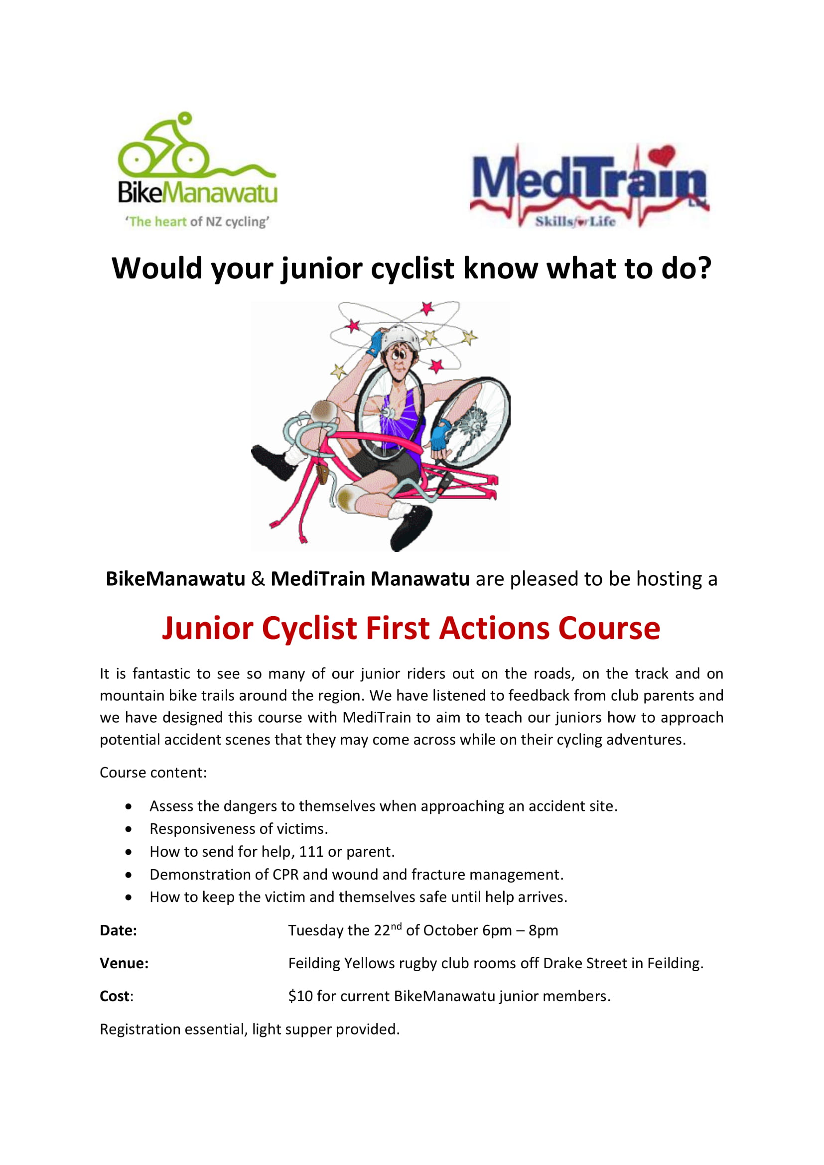 Junior cyclist first actions course 1