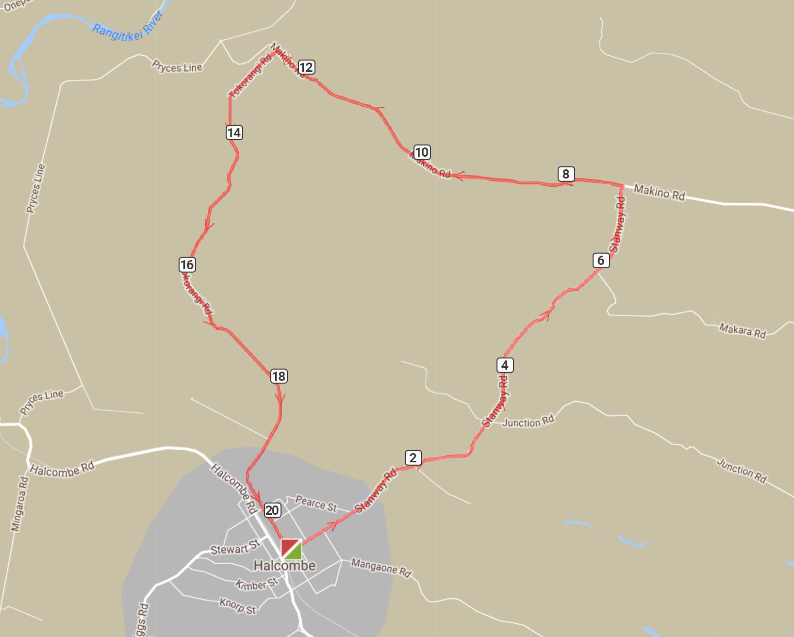 WCNI Interclub Halcombe Course Map